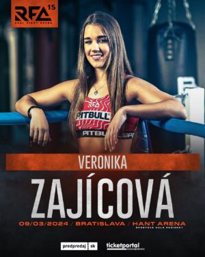 Veronika Zajícová Instagram - Na RFA 15 sa môžte tešiť aj ženskému zápasu!☝🏻 Veronika Zajícova sa vracia po dvoch veľmi tesných prehrách na body do svojho 4 zápasu v RFA aby si napravila chuť a vratila sa na víťaznú vlnu ! 
Sledujte cestu tejto mladej talentovanej bojovníčky na ďaľšiom turnaji RFA už 9. marca v Bratislave
Lístky v sieti : 
🎫Ticketportal.sk & Predpredaj.sk