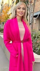 Veronika Mindal Instagram - I understood why people love pink because it lifts the mood and warm up:) . . . belt #ralphlauren Bag #chanel Shoes #samedelman Cardigan and dress #vincecamuto . . . . #actress #model #maturemodel #singer #songwriter #Hollywood #LosAngeles #NewYork #Paris #Milan #Ukraine #talent #artist #Instagram #Instastyle #tattooedgirl #Insta #vogue #style #outfit #fashioninspiration #fashion #design #fashiondesign #veronikamindal