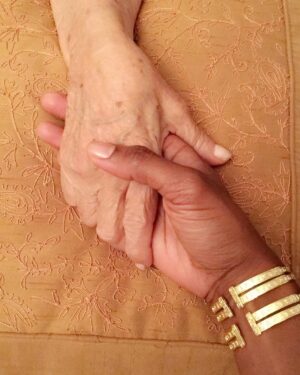 Vicky Jeudy Instagram - One of my favorite touch in the world. I love the soft touch of this 88 years young woman who I truly, madly and deeply love.  She encourages me with wisdom and washes me with unconditional love. I love you my A------ aka my princess. ❤️ Love is unity. Thank you @exoh_designs for my unity bracelet.  #Love #myprincess #Unity
