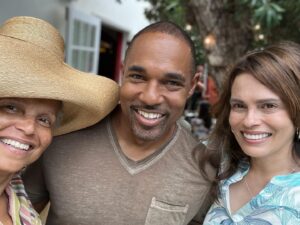 Victoria Rowell Instagram - Lazy Sunday afternoon w/ wonderful friend, actor @jasonwinstongeorge and Dr. Bridget Fernandez at Cara Restaurant #SAGAFTRAstrong #SAGAFTRAstrike #VOTE