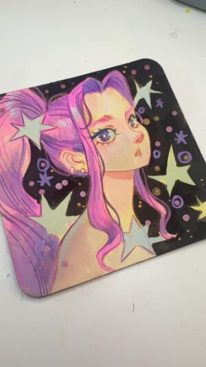 Victoria Ying Instagram - Gouache painting process! Made for @gallerynucleus’s salut 9 show! #gouache #coloredpencil #acrylicmarker #kidlitart