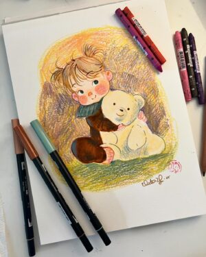 Victoria Ying Instagram - Sketches for a commission! #waxpastel #neocolor #carandache #watercolor #sketchbook