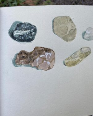 Victoria Ying Instagram - Reposting these illustrations of rocks and pebbles found at the lake in Montana. #montana #bulllake #natureillustration #watercolor #coloredpencil #prismacolor #sketchbook #travelsketchbook #travelsketching #travelartist #travelingartist