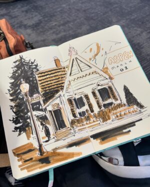 Victoria Ying Instagram - Sketching at the airport. #aspen #ase #sketchbook #travel #travelgram #sketch #travelsketch #travelsketchbook #markersketch