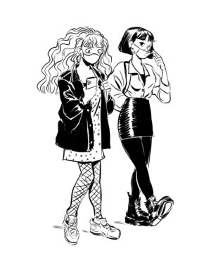 Victoria Ying Instagram - I saw these two girls walking around my neighborhood and had to draw them. Throwback to 2021!