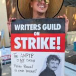 Victoria Moroles Instagram - mi familia es fuerte 🪧 grateful for my picket buddies, strike/gate captains and everyone showing support, honored to stand by my fellow union members #sagaftrastrong #wgastrong