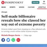 Victoria Unikel Instagram - Hey everyone! I have some exciting news to share - I woke up this morning to a headline from The Independent news declaring me a billionaire! Unfortunately, I have to confess that I'm not actually a billionaire (yet!😄), but thanks to their inspiring headline, I'm feeling more motivated than ever to make it happen. Thank you, The Independent @the.independent , for the boost of confidence - watch this space! 💰💪 #BillionaireGoals #Motivated #TheIndependentNews #WatchThisSpace https://www.independent.co.uk/life-style/self-made-billionaire-escaping-poverty-b2323684.html?amp