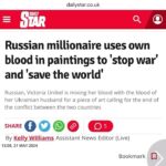 Victoria Unikel Instagram – Thank you @dailystar for spreading the message! We need to stop the wars raging across the planet. We are living in comfort while at the same time there are places where people are dying every day and every second. 

I created my WAR art series to wake people up. My paintings are about the Russia-Ukraine, Syrian, and Israel-Palestine wars. All our blood runs the same color – RED. It’s time to act for peace or we will destroy ourselves and our planet.

#war #contemporaryart #popupart #stopwar #miamiart