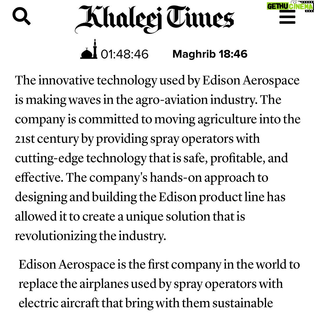 Victoria Unikel Instagram - 📰🛩️ We're excited to announce that Edison Aerospace @edison_aerospace is featured in the Khaleej Times! @khaleejtimes 🎉 Our company is revolutionizing agriculture with our innovative electric aircraft, which replace traditional airplanes used by spray operators. Not only do our planes bring sustainable energy use to the agriculture industry, but we also offer a complete package that includes a mobile Ground Control Station. This allows operators to work all day while staying safe from the daily dangers of the job thanks to the latest technology. The result? A better job done at a lower cost for farmers everywhere. We're thrilled to be the first company in the world to offer this solution and are grateful for the recognition from Khaleej Times. Thank you for your support as we continue to work towards a more sustainable future! 🌱✈️ @geneavakyan @edison_aerospace @vugaenterprises #EdisonAerospace #ElectricAircraft #AgricultureTechnology #GreenEnergy #Innovation #RevolutionizingAgriculture #BetterForFarmers