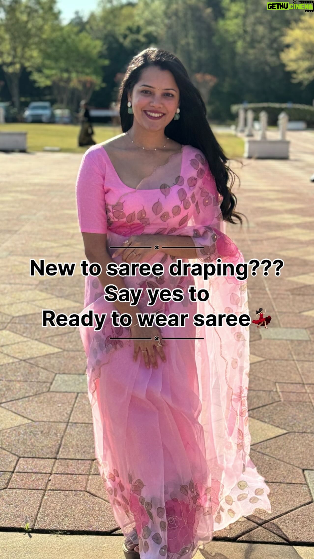 Vinitha Jaganathan Instagram - 🤔Not sure about saree draping??? Here you go guys😍🥻 I stumbled upon something exciting! @say_yes_india offers a diverse range of ready-to-wear sarees, spanning from Cotton to Silks! Here’s what they offer: ✨Tailoring sarees to your measurements ✨Providing falls, edging, and kunjam work services ✨Customizing blouses to fit you perfectly with lining ✨Adding pockets to your sarees For further details, feel free to direct message them and turn even your Monday mornings into memorable saree moments! ✨ . . . #saree #traditional #love #sareedrape #smile #instagram #instadaily #instagood #reels #reelsinstagram #trendingreels #trending #song #music #reelitfeelit #goodvibes #sareelove #pink #readymade #fyp