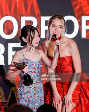 Violet McGraw Instagram - Last night at the @hollywoodcreativealliance #AstraAwards was a dream! Loved getting to spend it with @madeleinemcgraw and @jennadavis
So proud of our movie @meetm3gan Thank you @blumhouse @universalpictures @atomicmonster for an experience of a lifetime! 

Hair: @_douglasjack 
Makeup: @jennanicoleofficial 
Stylist: @veronica.graye 
Fit:
Purse @meliebianco
Shoes @shopcider
Jewels @idyl
Dress @georgeshobeika