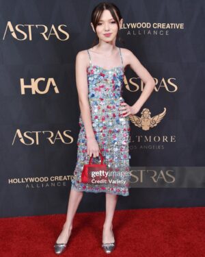 Violet McGraw Instagram - Last night at the @hollywoodcreativealliance #AstraAwards was a dream! Loved getting to spend it with @madeleinemcgraw and @jennadavis
So proud of our movie @meetm3gan Thank you @blumhouse @universalpictures @atomicmonster for an experience of a lifetime! 

Hair: @_douglasjack 
Makeup: @jennanicoleofficial 
Stylist: @veronica.graye 
Fit:
Purse @meliebianco
Shoes @shopcider
Jewels @idyl
Dress @georgeshobeika