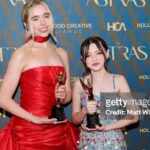 Violet McGraw Instagram - Last night at the @hollywoodcreativealliance #AstraAwards was a dream! Loved getting to spend it with @madeleinemcgraw and @jennadavis So proud of our movie @meetm3gan Thank you @blumhouse @universalpictures @atomicmonster for an experience of a lifetime! Hair: @_douglasjack Makeup: @jennanicoleofficial Stylist: @veronica.graye Fit: Purse @meliebianco Shoes @shopcider Jewels @idyl Dress @georgeshobeika
