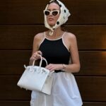 Virginie Conte Instagram - Vintage vibes and timeless elegance Scarf @falconeriofficial Sunnies @lgrworld . . #bubbleskirt #oldmoneystyle #fashionstyle #oldmoneylook
