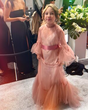 Vivien Lyra Blair Instagram - I had so much fun last night at #theemmys seeing old friends and meeting new ones. 👀

I’m so grateful to have been invited. 

I have a million “thanks you”s for everyone that made it possible. 

The amazing dress 💃 was a custom piece from @veronica.graye and I ❤️ her for it!

@meghan.pins did my hair and makeup and is loved by my whole family including the cats. 🐈 

But none of it would have been possible without @jenjen2010 @linds_hatch and @sheridanmarch from @paradigmtalentagency and @alliemdouglas from @imprintpr 💪
Who make me feel like I belong in that room. Thank you.
