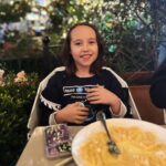 Vivien Lyra Blair Instagram – We went out to eat the other night and it started “fake” snowing right when our food got there.  It was a little soapy but still lots of fun! 👀🌨️