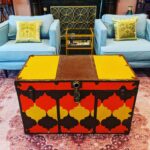 Wendi McLendon-Covey Instagram - Scored this vintage trunk from @magnoliaandwillow in Long Beach! Our house is a mish mash of styles and colors, but it's cheerful and makes us happy (and makes the c at hair less obvious.)