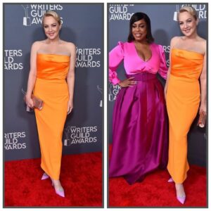 Wendi McLendon-Covey Instagram - Had a lovely time presenting at the Writers Guild Awards on Sunday night, hosted by the divine @niecynash1!

Thanks to @carissaferreri for doing my makeup, and @lucy_gedjeyan for doing my hair!

Dress by @solacelondon
Wardrobe styling by Moi
Last minute tailoring by @lalafullerton

#redcarpetfashion #writersguildawards #reno911 #thegoldbergs #stdenismedical #redcarpetdress
