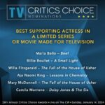 Willa Fitzgerald Instagram – Playing 1/2 of the Madeline Usher you saw on screen was a delicious challenge and a true delight. Mary McDonnell was my lighthouse. Honored to have been nominated alongside my other half. ♥️