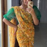 Yamuna Chinnadurai Instagram - Saree @selaiyum_ravikaiyum Georgette yellow