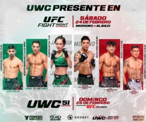 Yazmin Jauregui Instagram - Primer evento de #UWC será el mismo fin de semana que #UFCMexico | Moreno vs Albazi.
Sábado 24 de febrero.

#UWC51 exclusivo por UFC Fight Pass  Domingo 25 de Febrero ‼️

Haciendo Historia 

#UWC #UFC #ufcfightnight #ufcfightpass