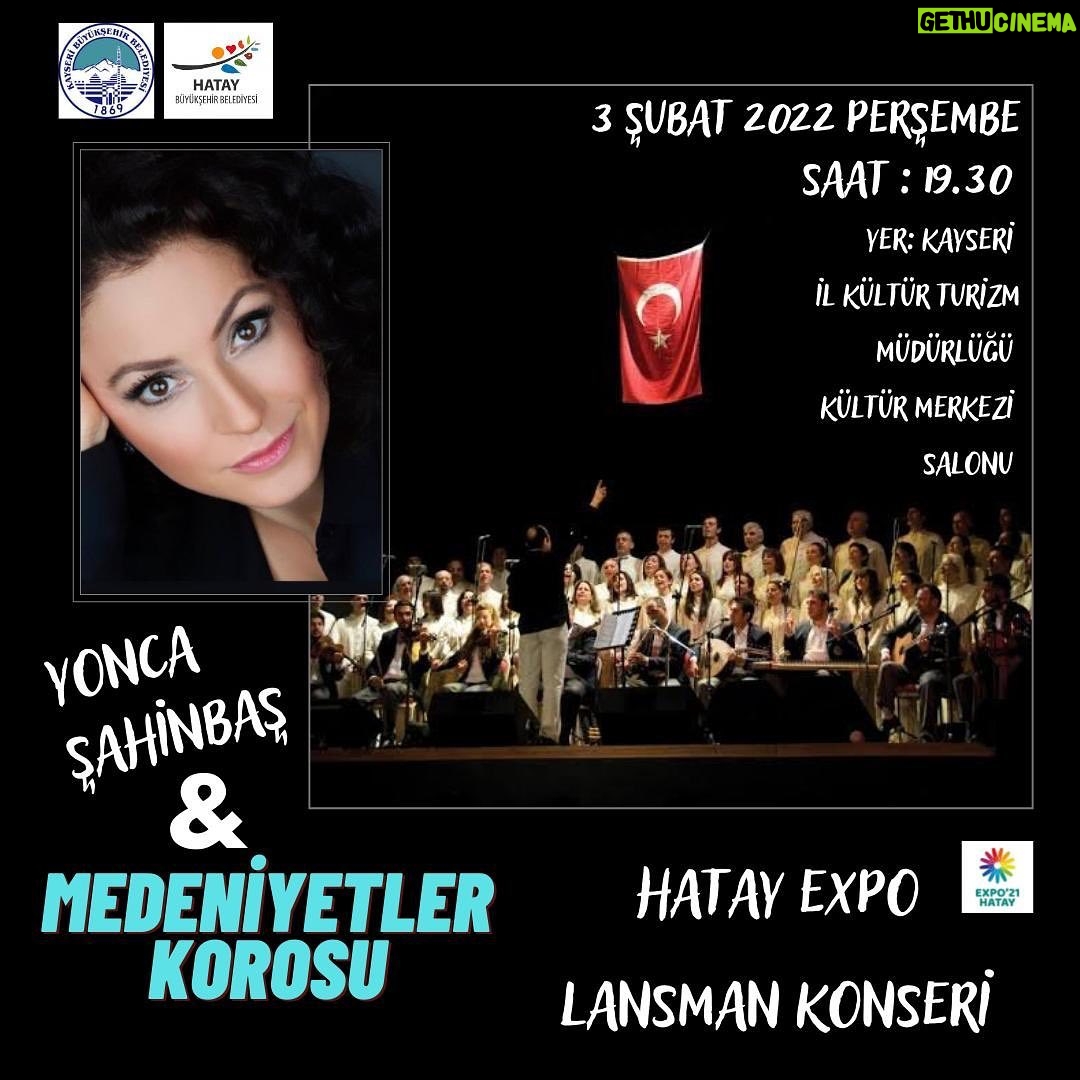 Yonca Şahinbaş Instagram - Hatay Expo Lansman konseri için 3 Şubat Perşembe günü Saat 19:30’da Medeniyetler Korosuyla birlikte Kayseri’deyiz. @medeniyetlerkorosu @yilmazozfirat