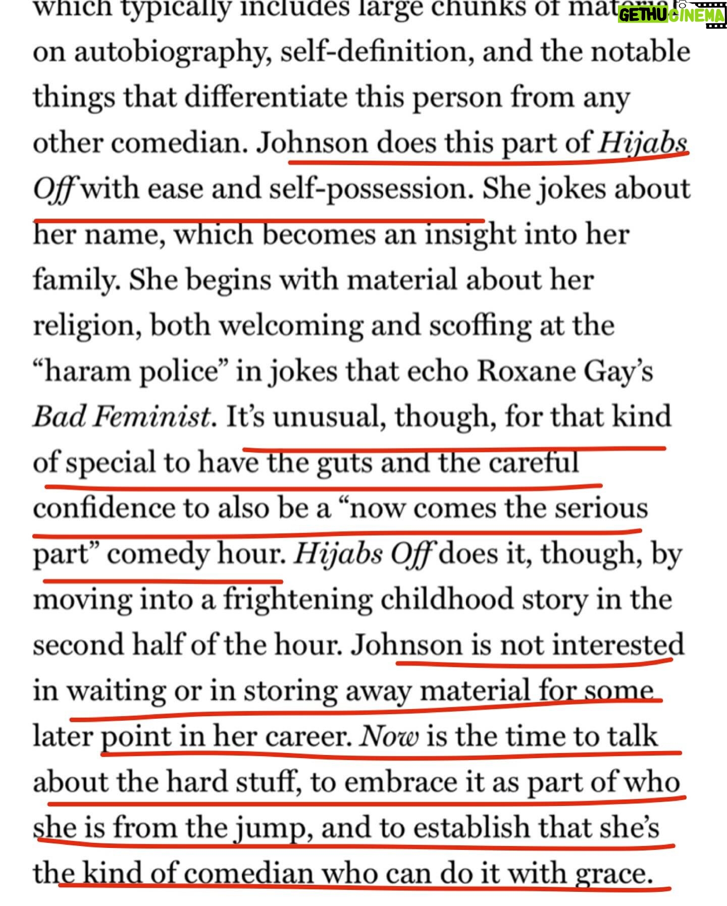 Zainab Johnson Instagram - Thank you @vulture for listing my special ‘Hijabs Off’ as one of the Best Specials of 2023. Flattered to be mentioned with some of my favs @marcmaron @bethstelling @samjaycomic If you haven’t watched yet or have and want to watch again it’s streaming on @primevideo Limited edition embroidered ’Hijabs Off’ merch AVAILABLE NOW for pre-order. UPCOMING LIVE SHOWS!! 12/22-23 Wilmington, NC @deadcrowcomedy 1/11 Manchester, CT @hartfordfunnybone 1/12 North Andover, MA @wickedfunnynorthandover 1/13 North Adams, MA @massmoca 1/20 San Francisco, CA @sf_sketchfest @bravatheater 1/26 Pottstown, PA @souljoels 2/1 Traverse City, MI @tccomedyfest 2/2-3 Lexington, KY @comedyoffbroadway 2/15-17 Baltimore, MD @magoobys 2/23-24 Dallas comedy club 2/29-3/2 Tempe, AZ @tempeimprov 3/8-10 Tacoma, WA @superfunnycomedyclub 🎟️🎟️🎟️ link in bio (More to come 😉)