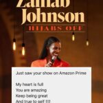 Zainab Johnson Instagram - The messages I’ve been receiving these past couple of weeks about my special got me like 🥹🥰🥹🥰. There’s too many to share everyone’s but just know I see them and I love them and I appreciate every single email, dm, comment, etc. ‘HIJABS OFF’ available RIGHT NOW only on @primevideo tell a friend to tell a friend 😉 #comedy #standup #flowers #mashallah #appreciation #hijabsoff #zainabjohnson #zainabjohnsonhijabsoff