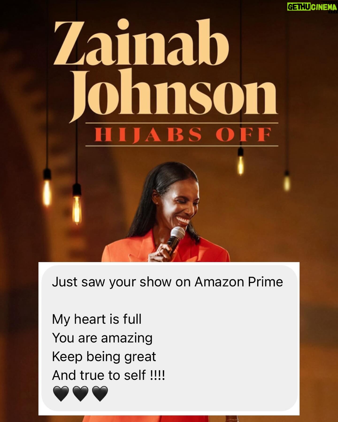 Zainab Johnson Instagram - The messages I’ve been receiving these past couple of weeks about my special got me like 🥹🥰🥹🥰. There’s too many to share everyone’s but just know I see them and I love them and I appreciate every single email, dm, comment, etc. ‘HIJABS OFF’ available RIGHT NOW only on @primevideo tell a friend to tell a friend 😉 #comedy #standup #flowers #mashallah #appreciation #hijabsoff #zainabjohnson #zainabjohnsonhijabsoff