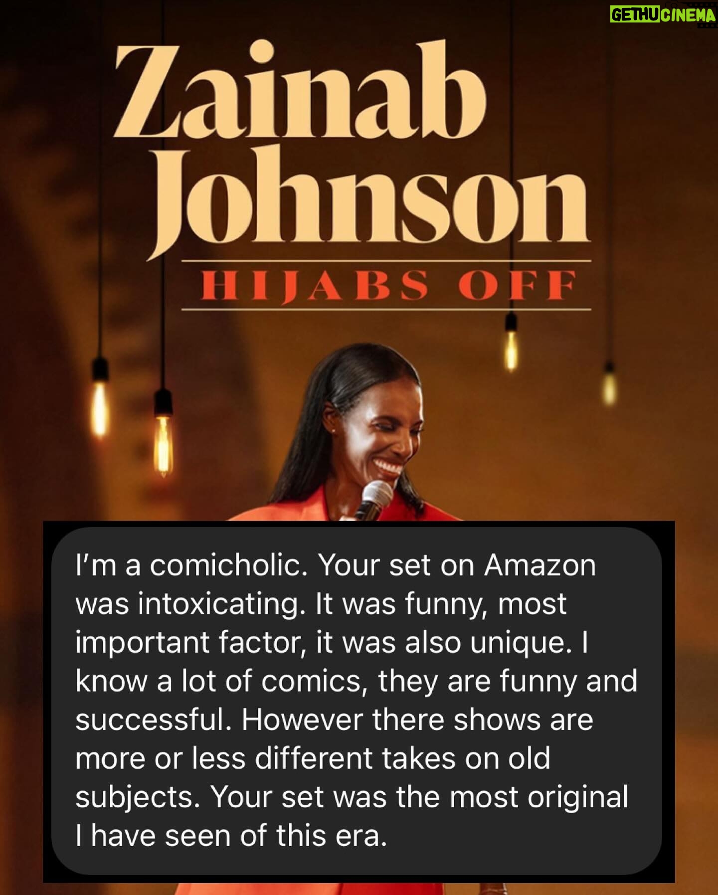 Zainab Johnson Instagram - The messages I’ve been receiving these past couple of weeks about my special got me like 🥹🥰🥹🥰. There’s too many to share everyone’s but just know I see them and I love them and I appreciate every single email, dm, comment, etc. ‘HIJABS OFF’ available RIGHT NOW only on @primevideo tell a friend to tell a friend 😉 #comedy #standup #flowers #mashallah #appreciation #hijabsoff #zainabjohnson #zainabjohnsonhijabsoff