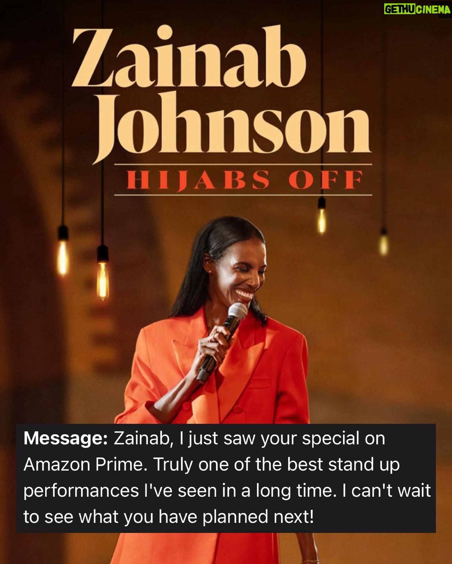 Zainab Johnson Instagram - The messages I’ve been receiving these past couple of weeks about my special got me like 🥹🥰🥹🥰. There’s too many to share everyone’s but just know I see them and I love them and I appreciate every single email, dm, comment, etc. ‘HIJABS OFF’ available RIGHT NOW only on @primevideo tell a friend to tell a friend 😉 #comedy #standup #flowers #mashallah #appreciation #hijabsoff #zainabjohnson #zainabjohnsonhijabsoff