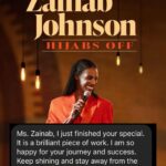 Zainab Johnson Instagram - The messages I’ve been receiving these past couple of weeks about my special got me like 🥹🥰🥹🥰. There’s too many to share everyone’s but just know I see them and I love them and I appreciate every single email, dm, comment, etc. ‘HIJABS OFF’ available RIGHT NOW only on @primevideo tell a friend to tell a friend 😉 #comedy #standup #flowers #mashallah #appreciation #hijabsoff #zainabjohnson #zainabjohnsonhijabsoff