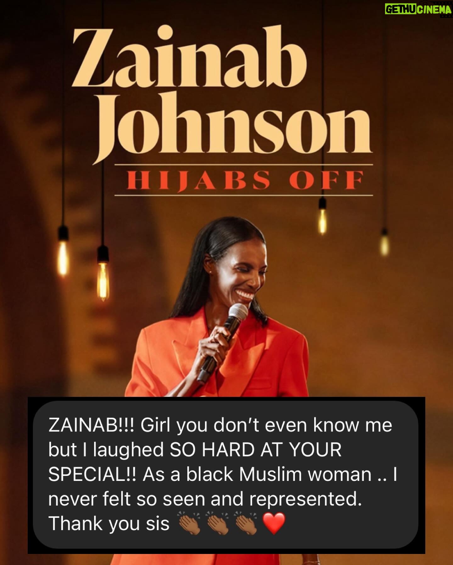 Zainab Johnson Instagram - The messages I’ve been receiving these past couple of weeks about my special got me like 🥹🥰🥹🥰. There’s too many to share everyone’s but just know I see them and I love them and I appreciate every single email, dm, comment, etc. ‘HIJABS OFF’ available RIGHT NOW only on @primevideo tell a friend to tell a friend 😉 #comedy #standup #flowers #mashallah #appreciation #hijabsoff #zainabjohnson #zainabjohnsonhijabsoff
