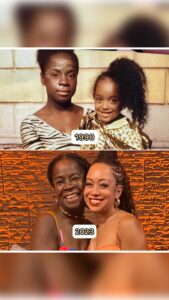 Zezeh Barbosa Instagram - Um #tbt com antes e depois muito especial!! Com @zezehbarbosa_oficial em 1990 e no finalzinho do ano passado, 33 anos depois. A Zezé foi minha mae na minha primeira novela no #SBT, Brasileiros e Brasileiras, e foi uma emoção imensa reencontrá-la, maravilhosa e carinhosa como sempre!!! Viva Zezé!!! 💛 #reencontro #maeefilha #ZezeBabosa #ArethaOliveira #atriz #negritude #mulheresnegras #representatividade #sbt #novela #BrasileiroseBrasileiras