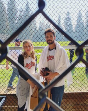 Zibby Allen Instagram - At long last, some VR #bts 🩶

#virginriverseries #virginrivernetflix #virginriverseason5 

(photo of Martin and me taken by @alexandrabreck on her cool n’ fancy 📸 )