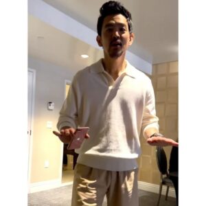 Zoë Chao Instagram - “Shhhshhhhshh” @johncho doesn’t want you to know that #theAfterparty season 2 on @appletv is out tomorrow! And there will be
🩸🩸🩸🩸🩸🩸🩸🩸🩸🩸🩸🩸
Hair: @dereksyuen 
Makeup: @allanface assisted by @rubyvo_ 
Styling: @tiffanimorenostudio 
@teamid 

Set: @stinegoyastudio 
Slides: @byfar_official 
Jewelry: @hirotakajewelry