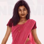dharshini sudhakar Instagram - Art by @suryanaveeen Gaandu kannama series || saree kannama This is my most favorite art! Thank youuu ❤️🙈