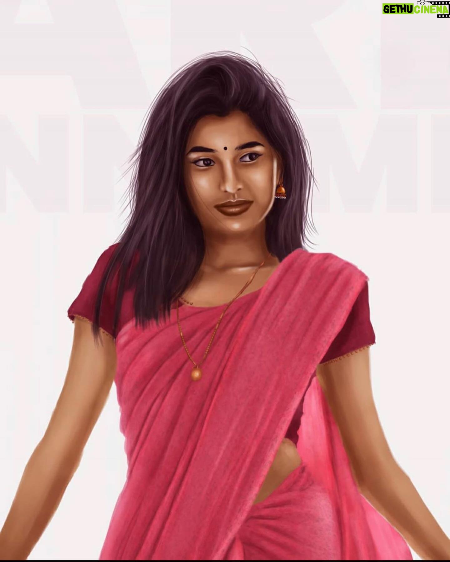dharshini sudhakar Instagram - Art by @suryanaveeen Gaandu kannama series || saree kannama This is my most favorite art! Thank youuu ❤️🙈