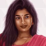 dharshini sudhakar Instagram - Art by @suryanaveeen Gaandu kannama series || saree kannama This is my most favorite art! Thank youuu ❤️🙈