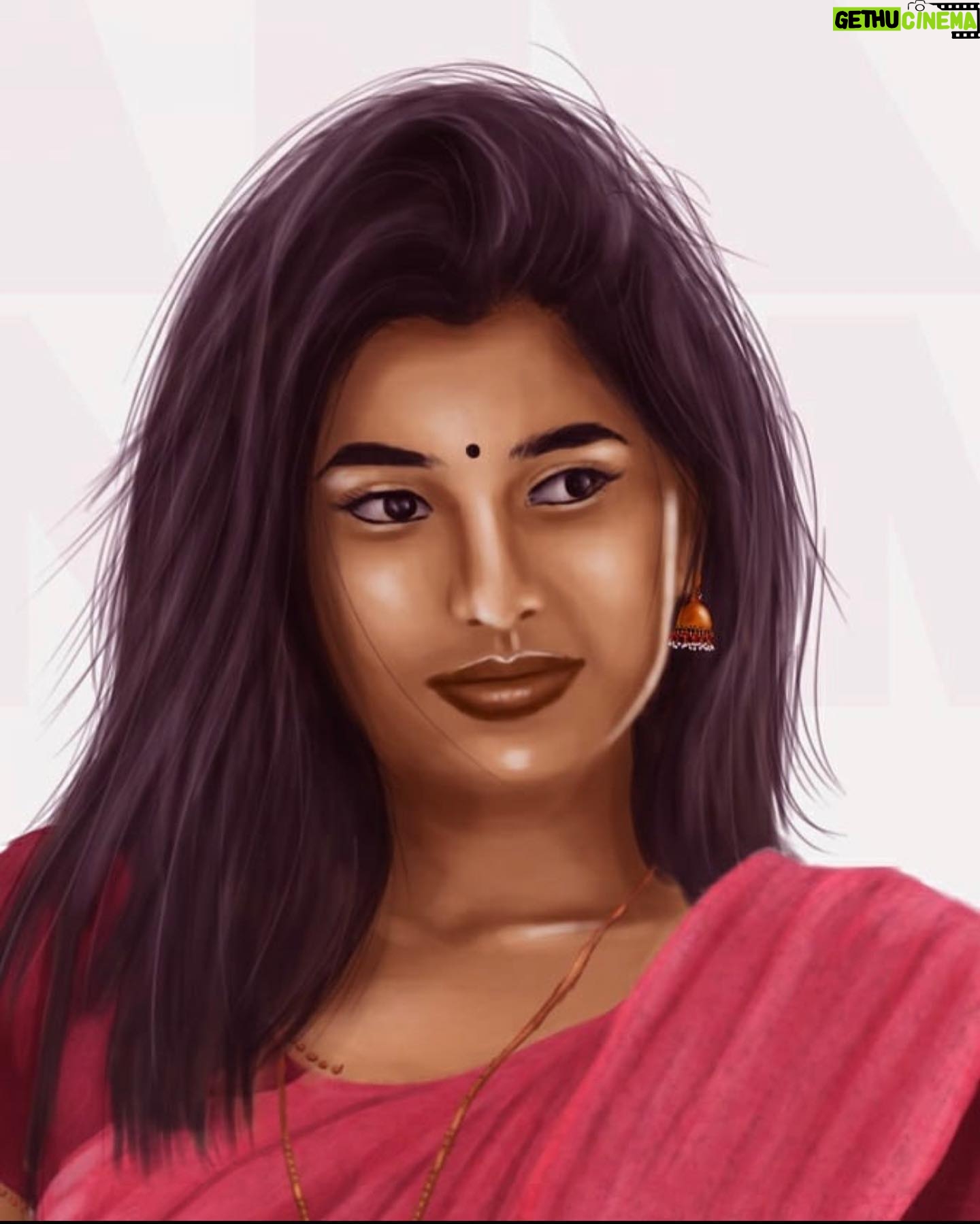 dharshini sudhakar Instagram - Art by @suryanaveeen Gaandu kannama series || saree kannama This is my most favorite art! Thank youuu ❤️🙈