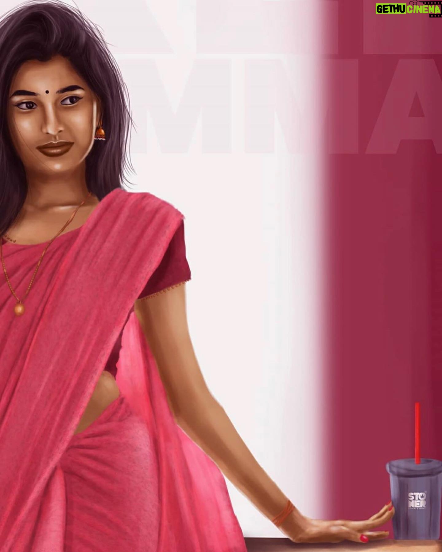 dharshini sudhakar Instagram - Art by @suryanaveeen Gaandu kannama series || saree kannama This is my most favorite art! Thank youuu ❤️🙈