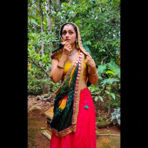 indhu Instagram - I've always wanted to dress up like Radha or Krishna for Janmashtami. Never got the opportunity to. Did a few dances as Radha. ..but now ,I'm happy. He he. 😊 

Happy Krishna Janmashtami 🙏🌼😊🦚

#radha #janmashtami #indiangirl #smile