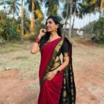 sai Dhanya Instagram - A beautiful red saree from @weddingstudio_skar Draped by @tweetys_touch #saree #red #styling #sareered #r #e