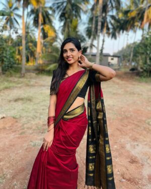 sai Dhanya Instagram - A beautiful red saree from @weddingstudio_skar 
Draped  by @tweetys_touch 

#saree #red #styling #sareered #r #e