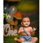 sree priya Instagram - Alludu babu turning 1️⃣ I can’t forget the moment when i saw you the first while doctor is taking you out chinnoda😍 can’t believe that am the one who told evryone it’s a baby boy 👶i still remember the happy tears in ech one of us 🥹 i still remember the first hold 👩‍🍼 ua such a blessing to us bangaru ♥️ Happy first birthday PRAKHYATH 🍰 god bless you nanna🙌 Cake : @dessert.doodle yuummmm it was 😋totally loved the taste ,li’ll boy enjyd eating it 😄 Photography : @kidio_studio rakesh jiiiii ..such a cute pictures i say ♥️