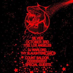 A. G. Cook Instagram - Thy Slaughter ⚔️ Debut live band show tonight in LA at SILVER 🥈 @easyfunnn & I started this project in 2014 with ‘Bronze’ & it’s evolved over the years into a mythical behemoth of rock 🎼 All new songs tonight with @ryanmcdiarmid_ on drums 🪨 Also gonna be some outrageous special guests.. last tickets via @pcmus @wearebraindead 🏁