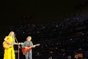 Aaron Dessner Instagram - Last night in Nashville I got to play my favorite song @taylorswift and I have written together, “would've could've should've”, at 1:30am in the middle of a giant rainstorm -- while also getting to see the whole show (@phoebebridgers came out to play "nothing new" with Taylor which we all made together!) -- which only ended at 2am due to rain delays. Not sure how I got so lucky to have these experiences on the greatest tour of all time, but I'm so thankful. It's incredibly inspiring to see the dedication and work ethic Taylor, her band, her dancers and her incredible team and crew put into this show. It's truly a mind blowing experience. #TStheErasTour