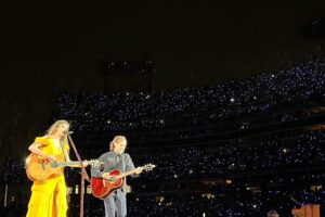 Aaron Dessner Instagram - Last night in Nashville I got to play my favorite song @taylorswift and I have written together, “would've could've should've”, at 1:30am in the middle of a giant rainstorm -- while also getting to see the whole show (@phoebebridgers came out to play "nothing new" with Taylor which we all made together!) -- which only ended at 2am due to rain delays. Not sure how I got so lucky to have these experiences on the greatest tour of all time, but I'm so thankful. It's incredibly inspiring to see the dedication and work ethic Taylor, her band, her dancers and her incredible team and crew put into this show. It's truly a mind blowing experience. #TStheErasTour