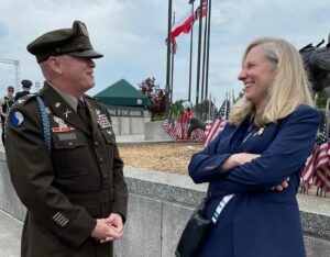 Abigail Spanberger Instagram - Yesterday, I was honored to join World War II Veterans at the @DDayMemorial in Bedford, Virginia to commemorate the 80th anniversary of D-Day. Our nation owes a debt of gratitude to these brave soldiers — including Virginians from the 116th Infantry Regiment, 29th Division.