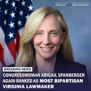 Abigail Spanberger Instagram - I’m proud to have once again been ranked as the most bipartisan federal lawmaker from Virginia and among the most bipartisan Members of Congress by @commongroundcommittee, @thelugarcenter, and @georgetownmccourtschool. Bipartisanship isn’t just a political ideal — it’s the key to unlocking real progress for the Virginians I serve.